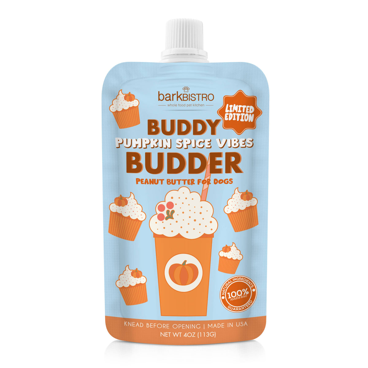 Limited Time Bark Bistro Buddy Budder Pumpkin Spice Vibes Peanut Butter for Dogs