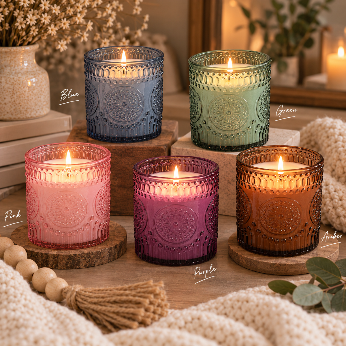Vintage Glass Soy Candles | 8 oz